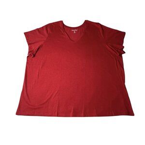 Woman Within V-Neck T-Shirt Size 4X 34/36 Plus Cotton Everyday Red  NWOT